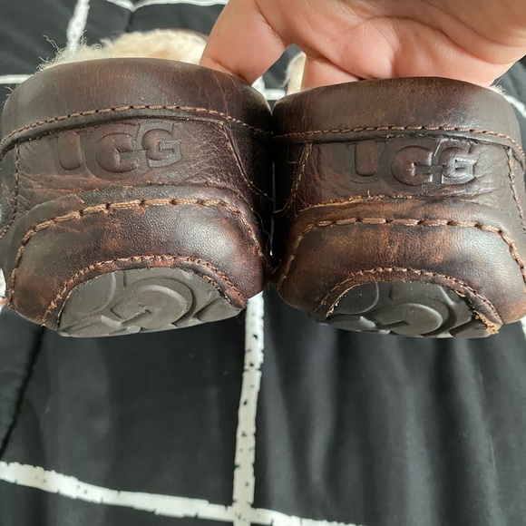 UGG Dark Brown Leather Slip-On Loafers - Picture 3 of 7